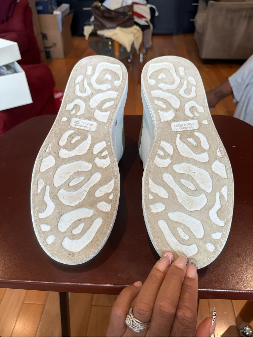 Alexander McQueen White Leather Low-Top Sneakers.